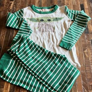 Hanna Andersson Green and White Striped Pajama Set